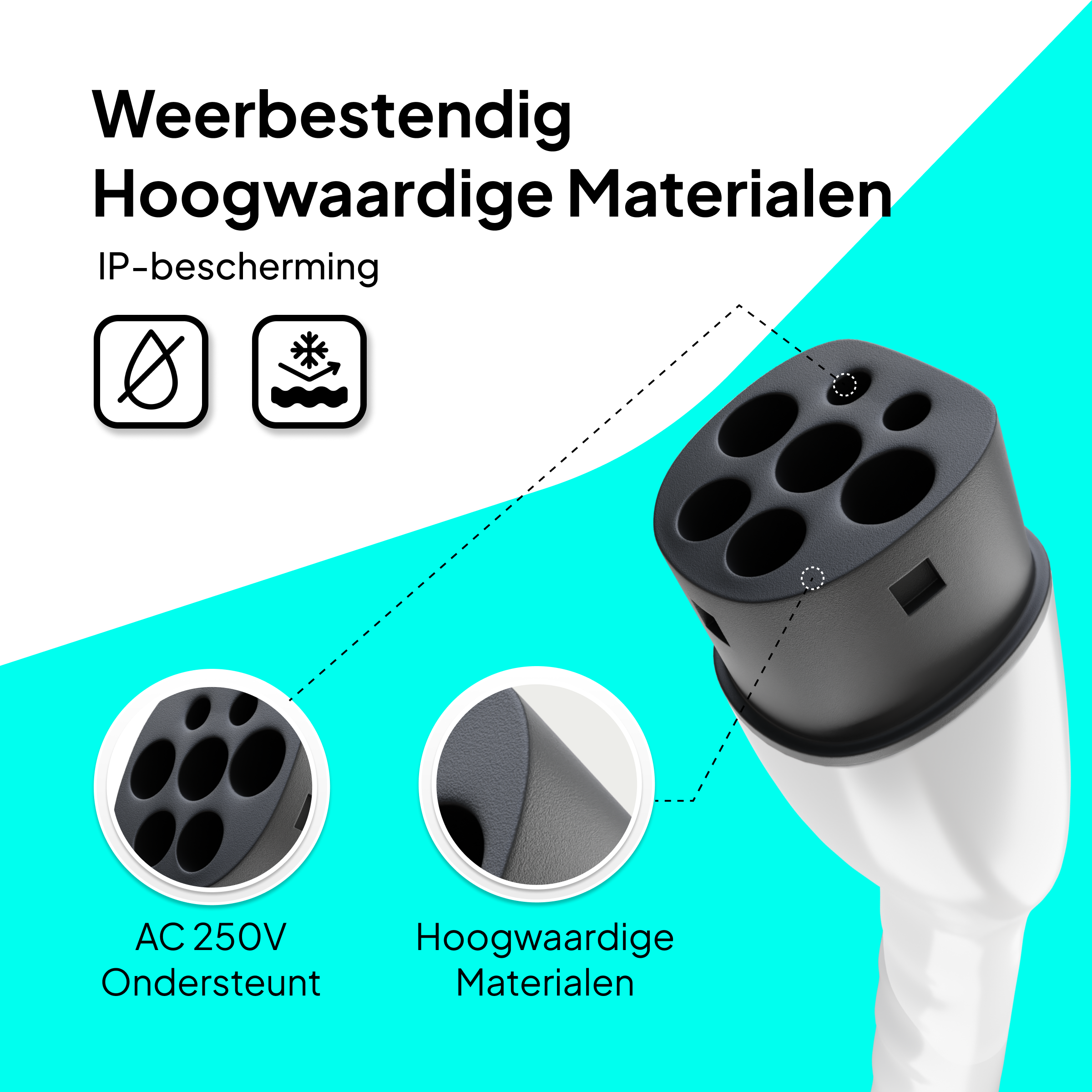 Cleanlink® Laadkabel type 2 | Mennekes | Incl. Luxe draagtas | 5 Meter | 16A Fase-1 | 3,5kW Elektrische auto