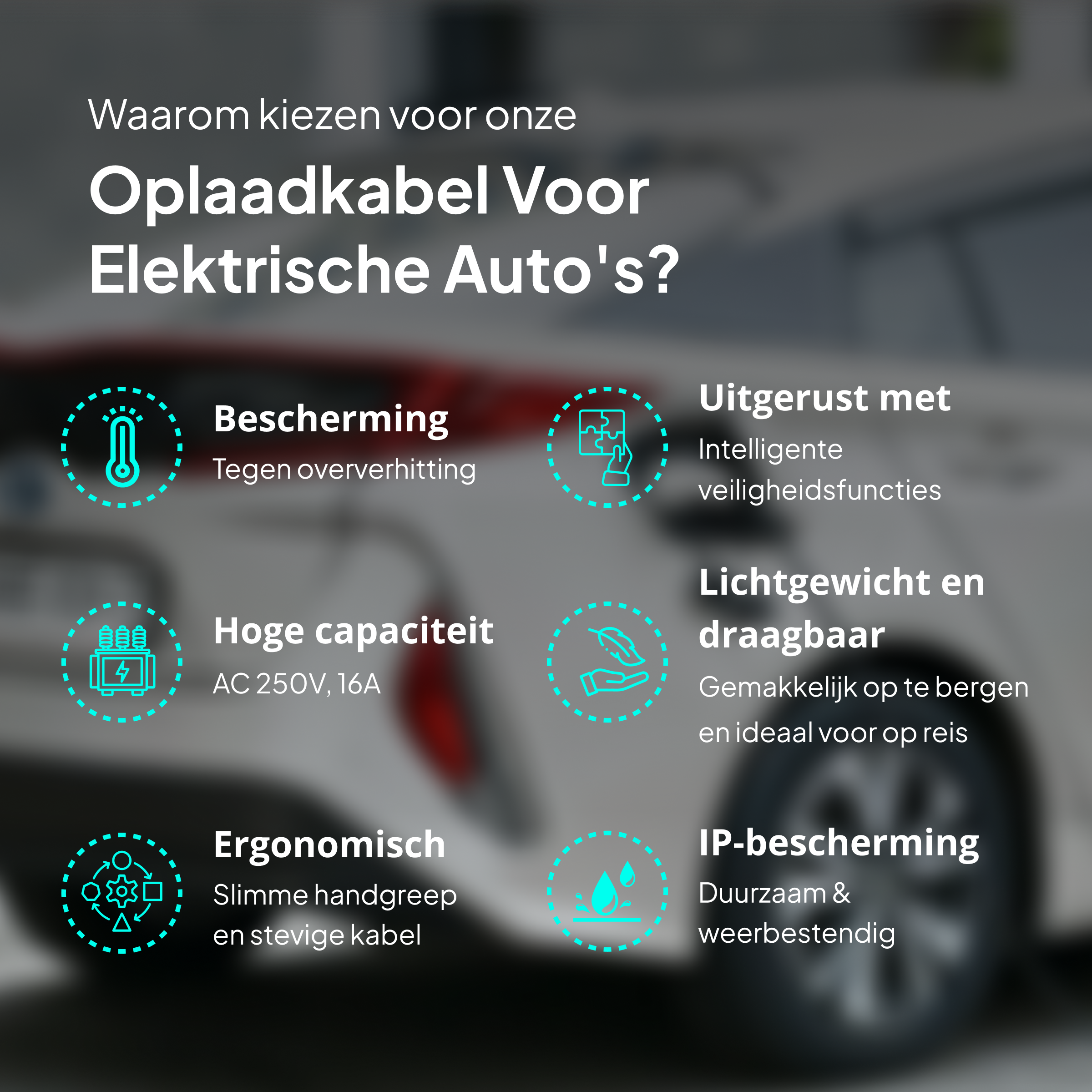 Cleanlink® Laadkabel type 2 | Mennekes | Incl. Luxe draagtas | 5 Meter | 16A Fase-1 | 3,5kW Elektrische auto